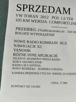 Volkswagen Touran II 1.6 TDI DPF Life 2012