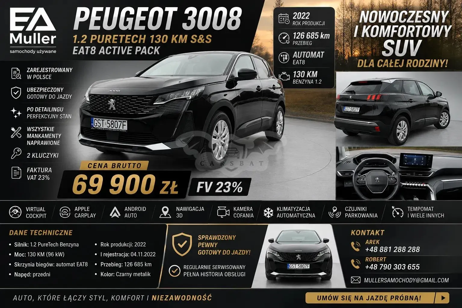 Peugeot 3008 II 1.2 PureTech Active Pack S&S EAT8 2022