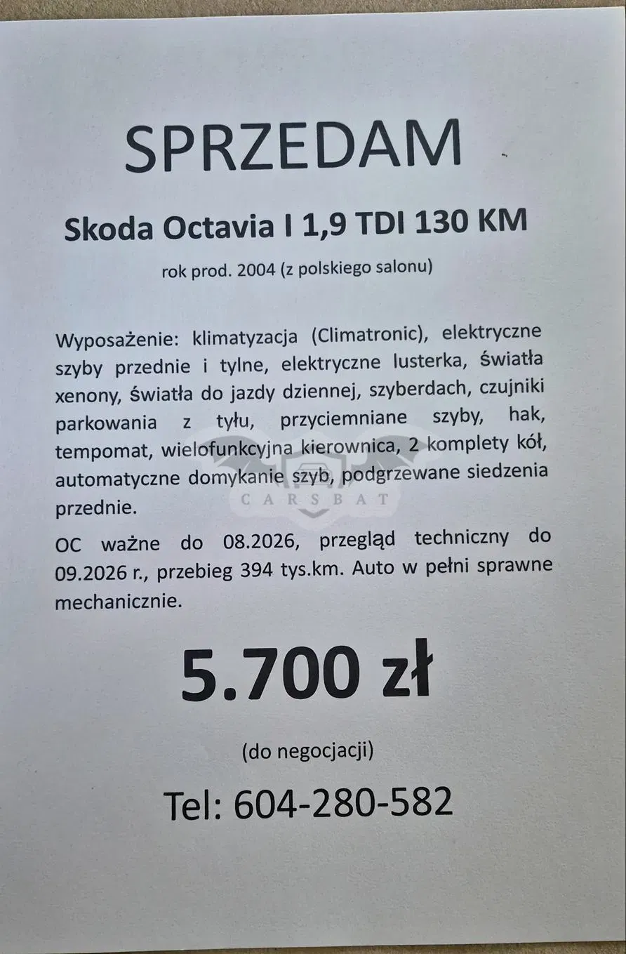 Skoda Octavia I 1.9 TDI Celebrate 2004